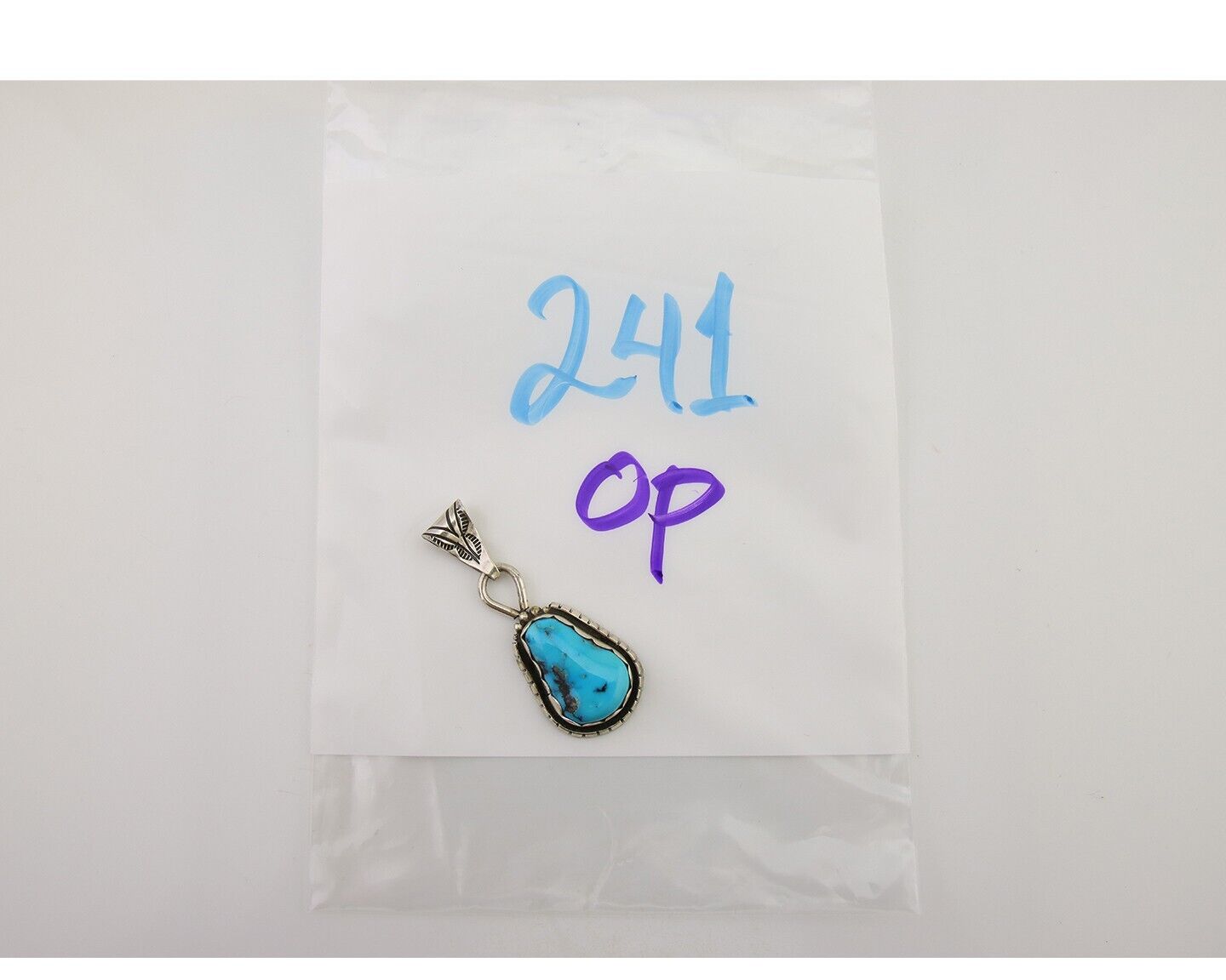 Navajo Sleeping Beauty Turquoise Pendant 925 Silver Signed Tony Guerro C.80's