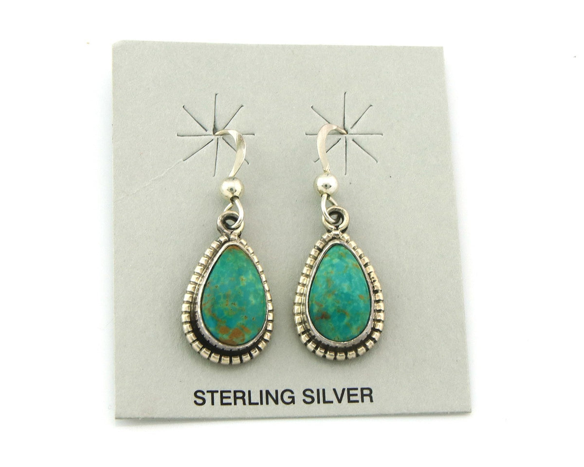 Navajo Earrings Sterling Silver Natural Turquoise Vintage Signed M