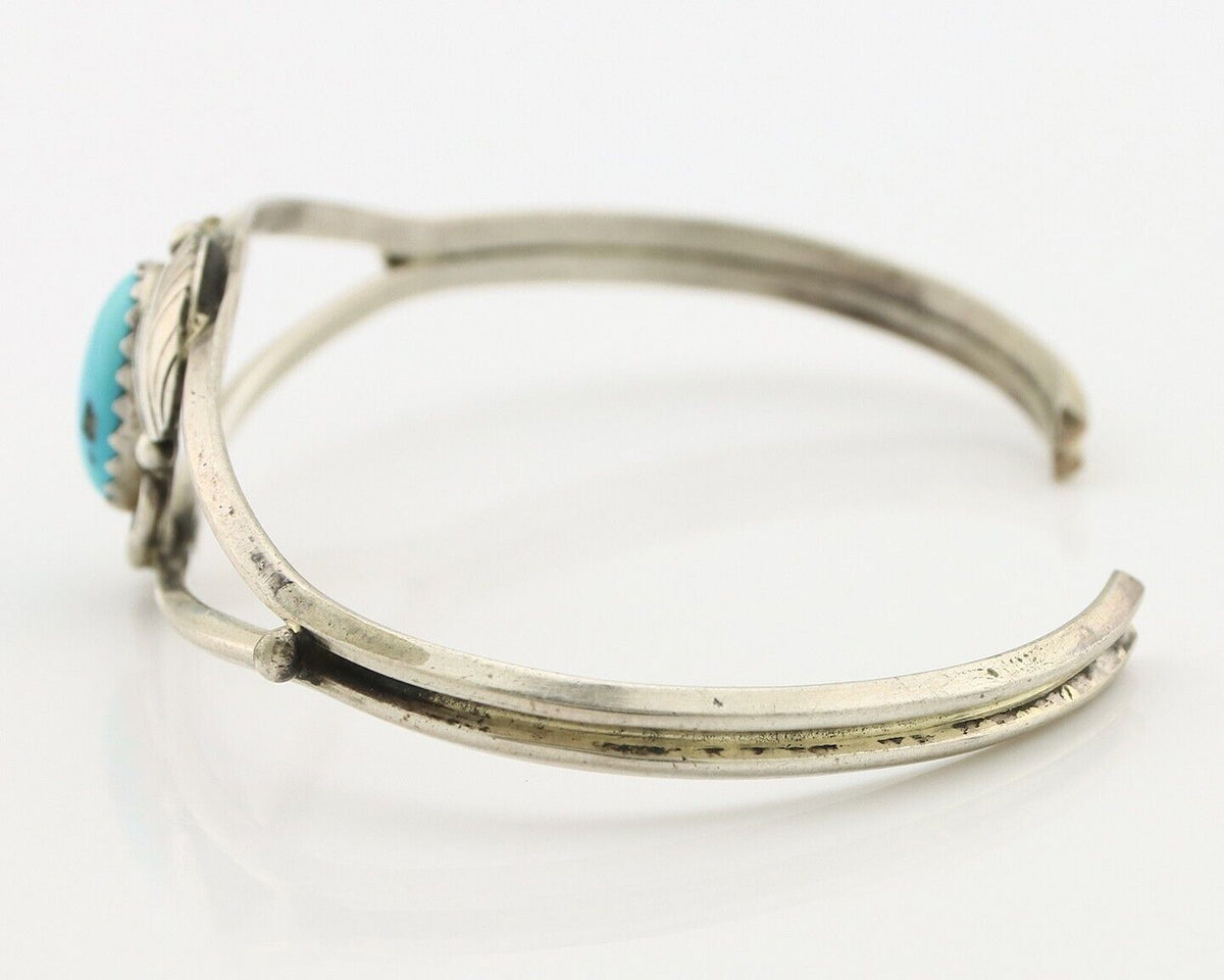 Navajo Handmade Bracelet 925 Silver Natural Blue Turquoise Native American C80s