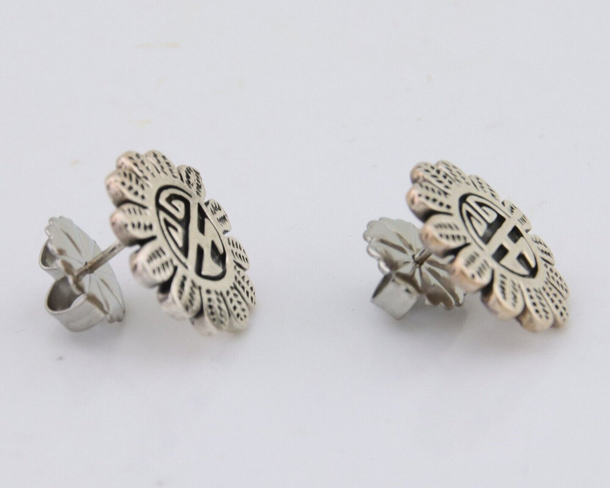 Navajo Tiwa Sun Earrings 925 Silver Native American Artist C.80's