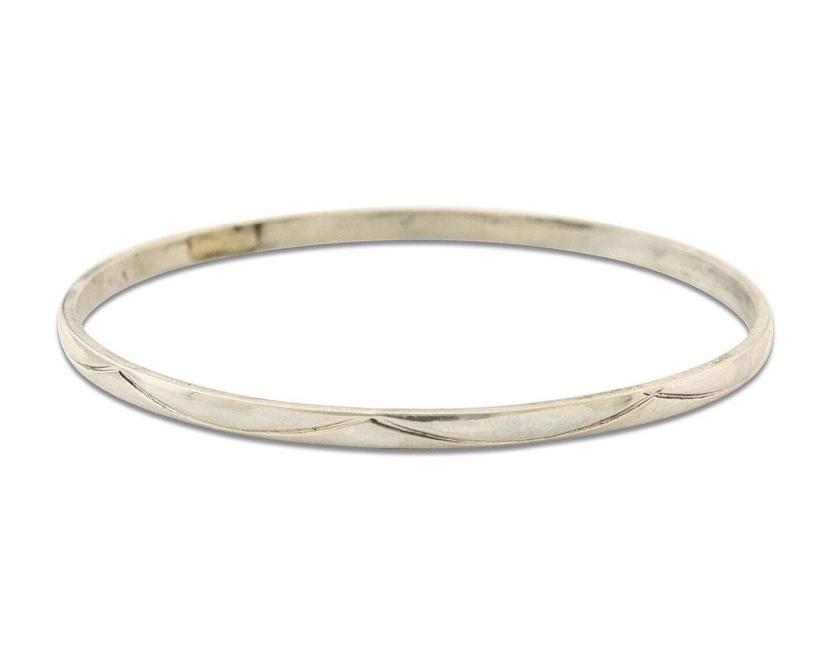 Navajo Bangle Bracelet 925 Silver Hand Stamped Twist Native American Artist C80s