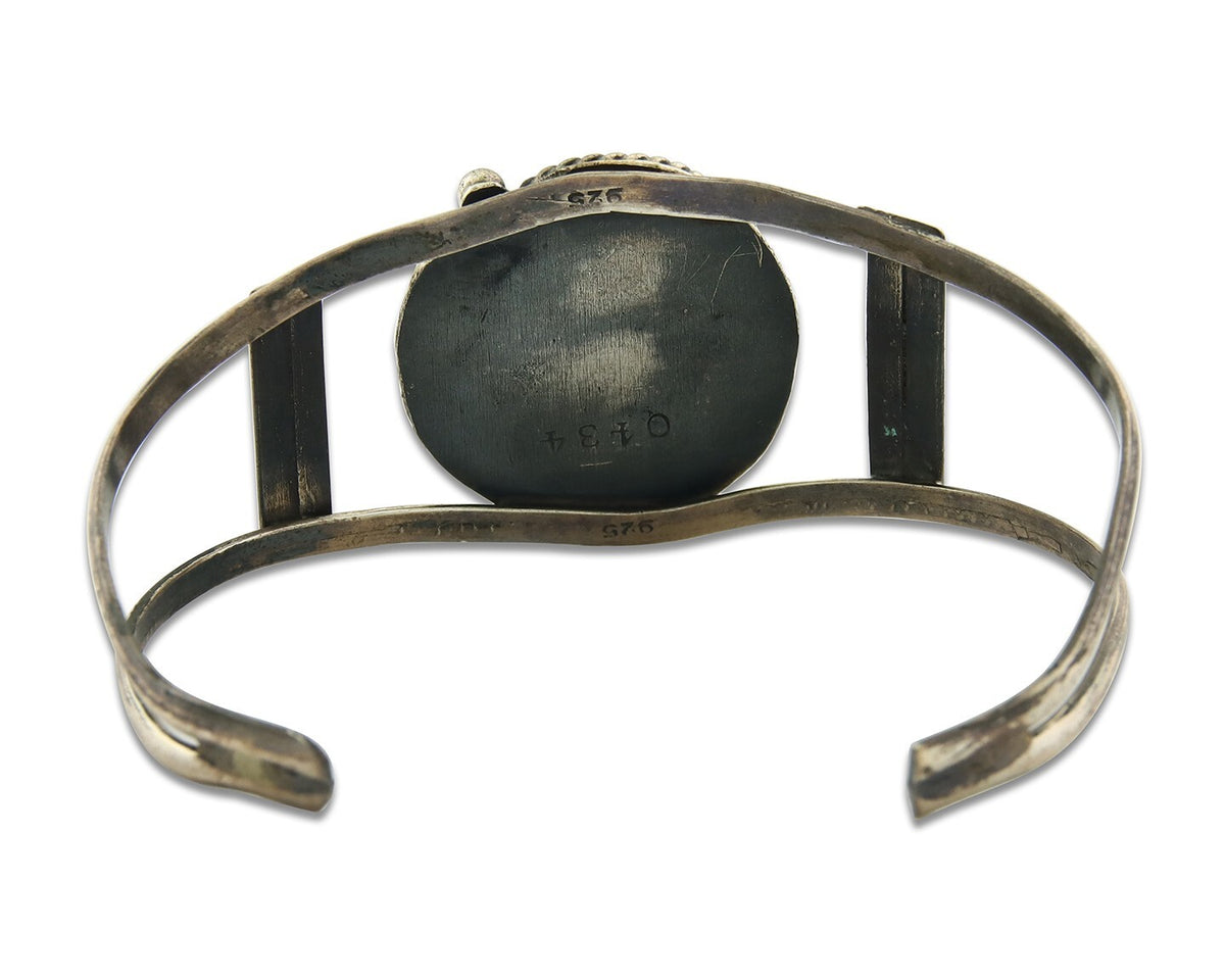 Vintage Navajo Bracelet 925 Silver Turquoise Handmade Authentic Signed 0434