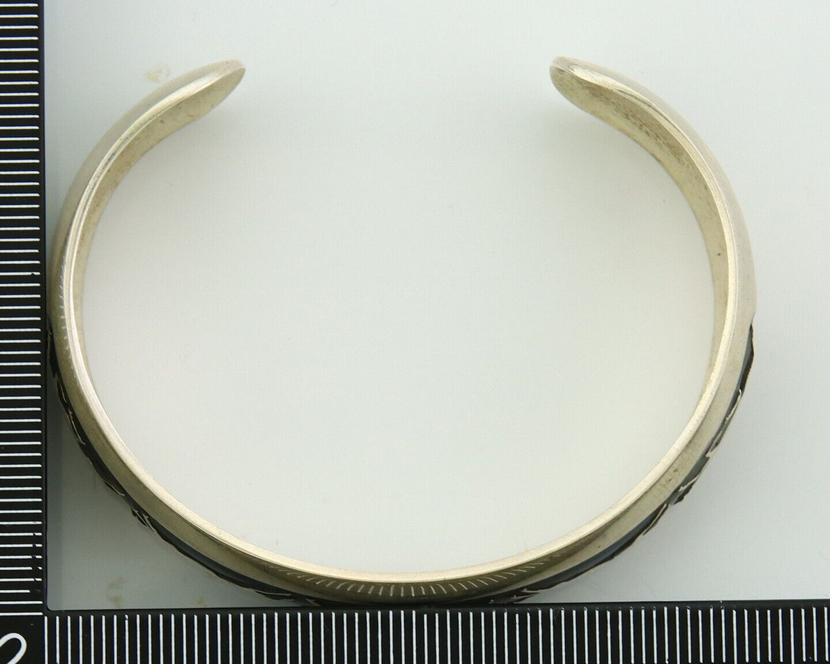 Navajo Bracelet 925 Silver Handmade Cuff Artist Signed B Webb C.80's