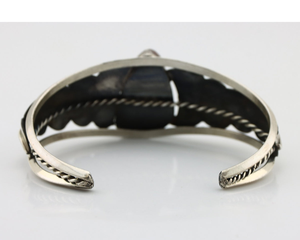 Navajo Bracelet 925 Silver Sleeping Beauty Turquoise Native American Artist C80s