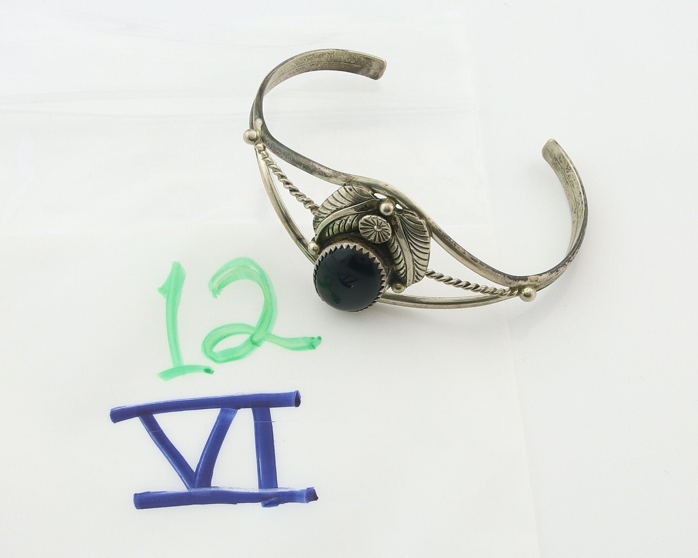 Vintage Navajo Bracelet 925 Silver Onyx Traditional Handmade Native American