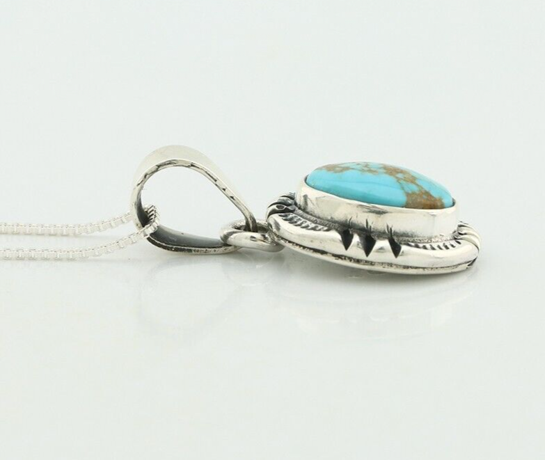 Navajo Necklace 925 Silver Arizona Turquoise Handmade Signed Gecko C.90's