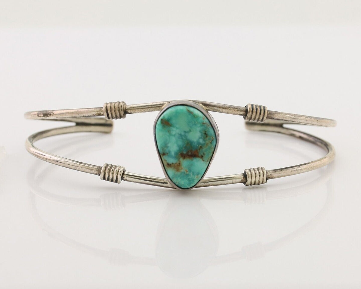 Navajo Cuff Bracelet 925 Silver Natural Blue Turquoise Native American C.80's