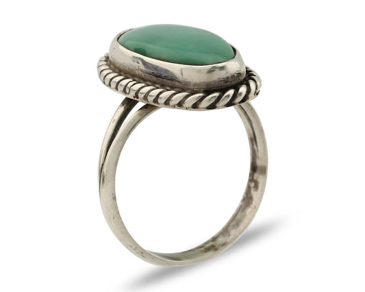 Navajo Ring 925 Silver Kingman Turquoise Artist Signed M Montoya C.80's