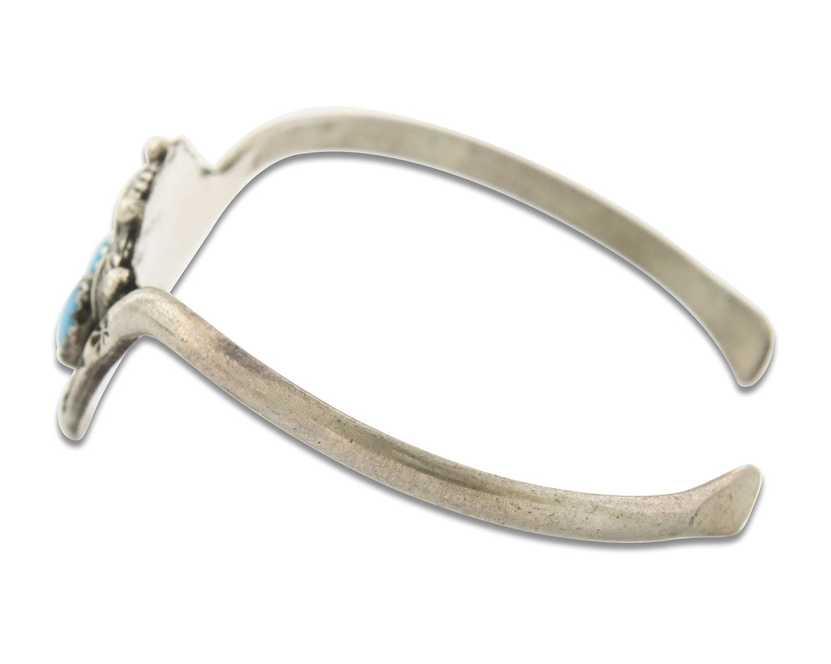 Vintage Navajo Bracelet 925 Silver Turquoise Tranditional Handmade Signed RB