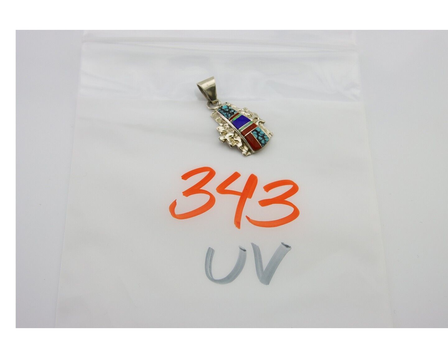 Navajo Pendant 925 Silver Natural Gemstone Handmade Native American Artist C80s