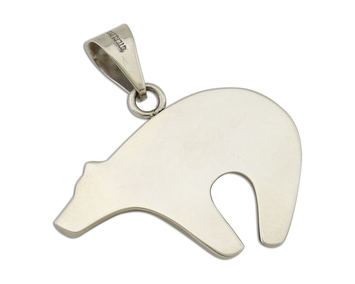 Navajo Spirit Bear Pendant 925 Sterling Silver Native Artist C.80's