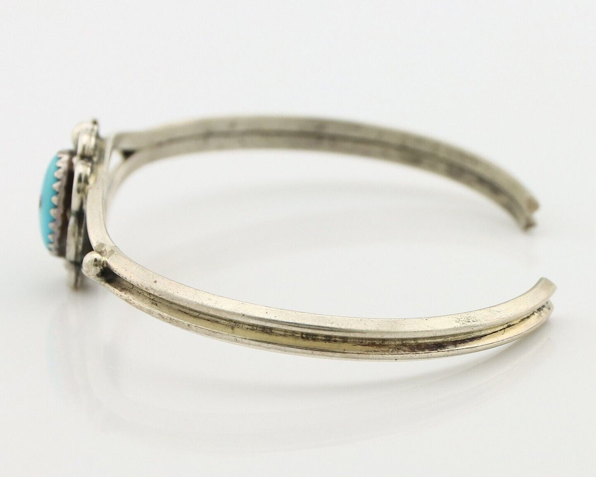Navajo Handmade Bracelet 925 Silver Natural Blue Turquoise Native American C80s