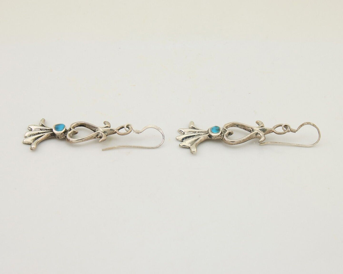 Navajo Dangle Earrings 925 Silver Blue Turquoise Native American Artist C.80's