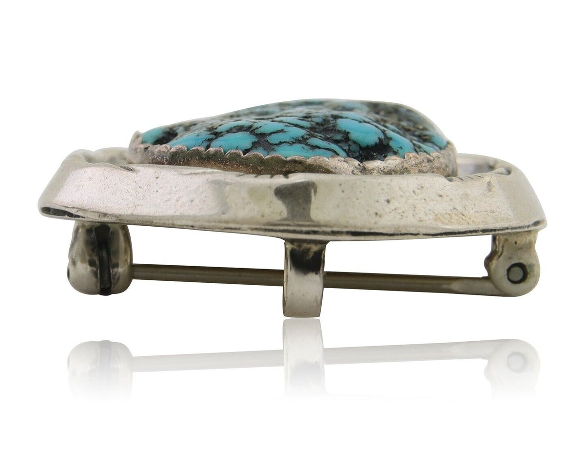 Navajo Pin 925 Silver Sea Foam Turquoise Artist Signed Hyson Craig C.80's