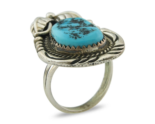 Vintage Navajo Ring 925 Sterling Natural Gemstone Native Artist Size 5.25