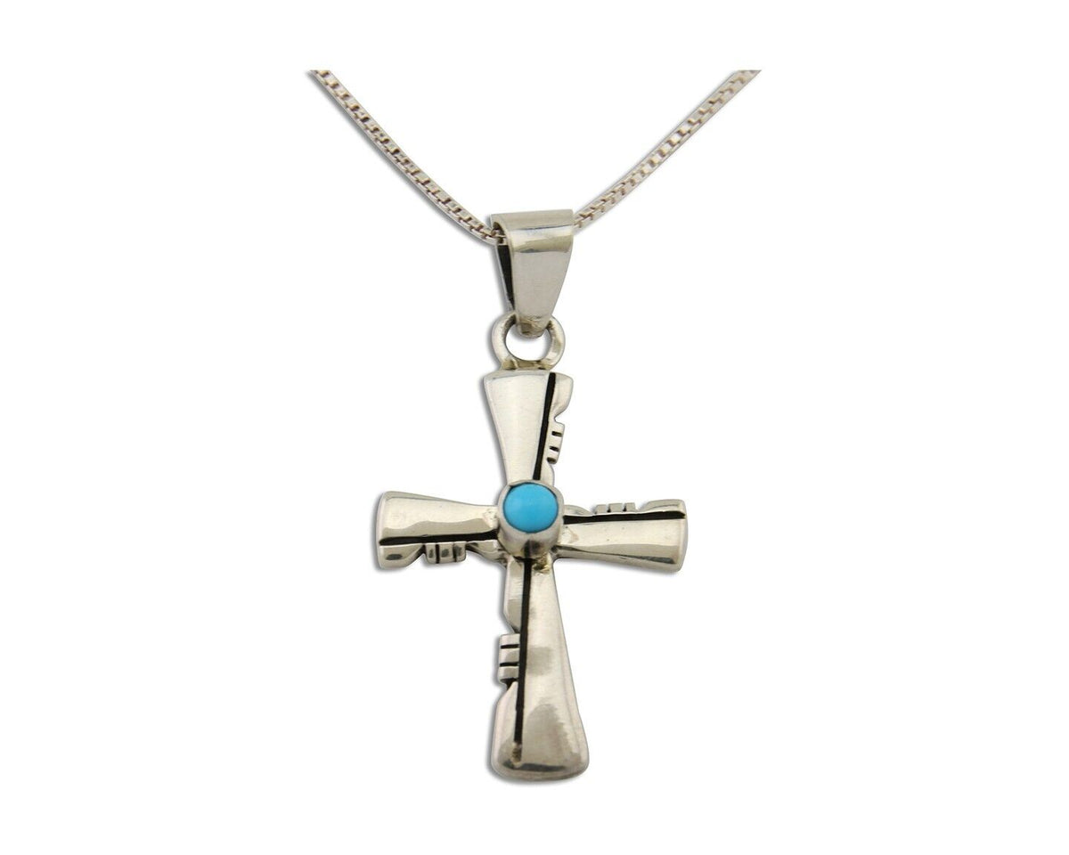 Navajo Necklace 925 Silver Natural Turquoise Native Artist Signed C.80's