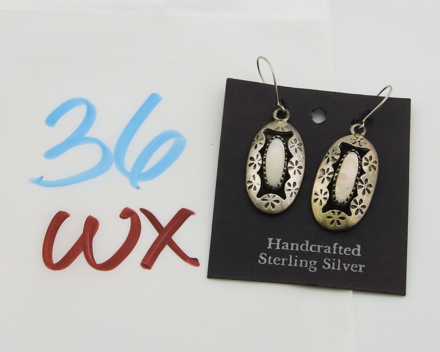 Navajo Earrings 925 Silver Handmade Natural Pink Mussel Native American Artist