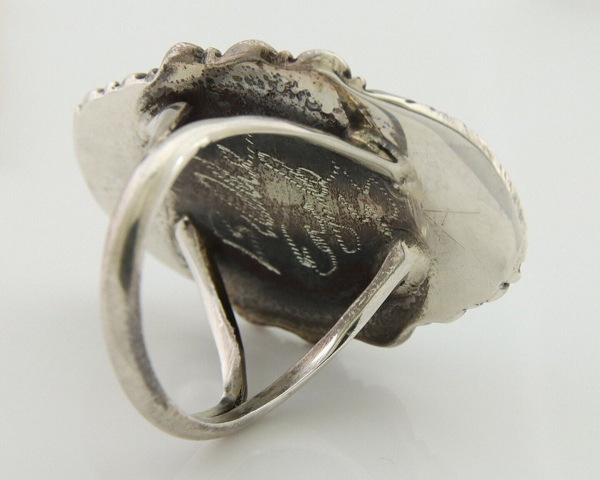 Navajo Ring .925 Silver Blue Turquoise Artist Signed Billy Eagle C.80's