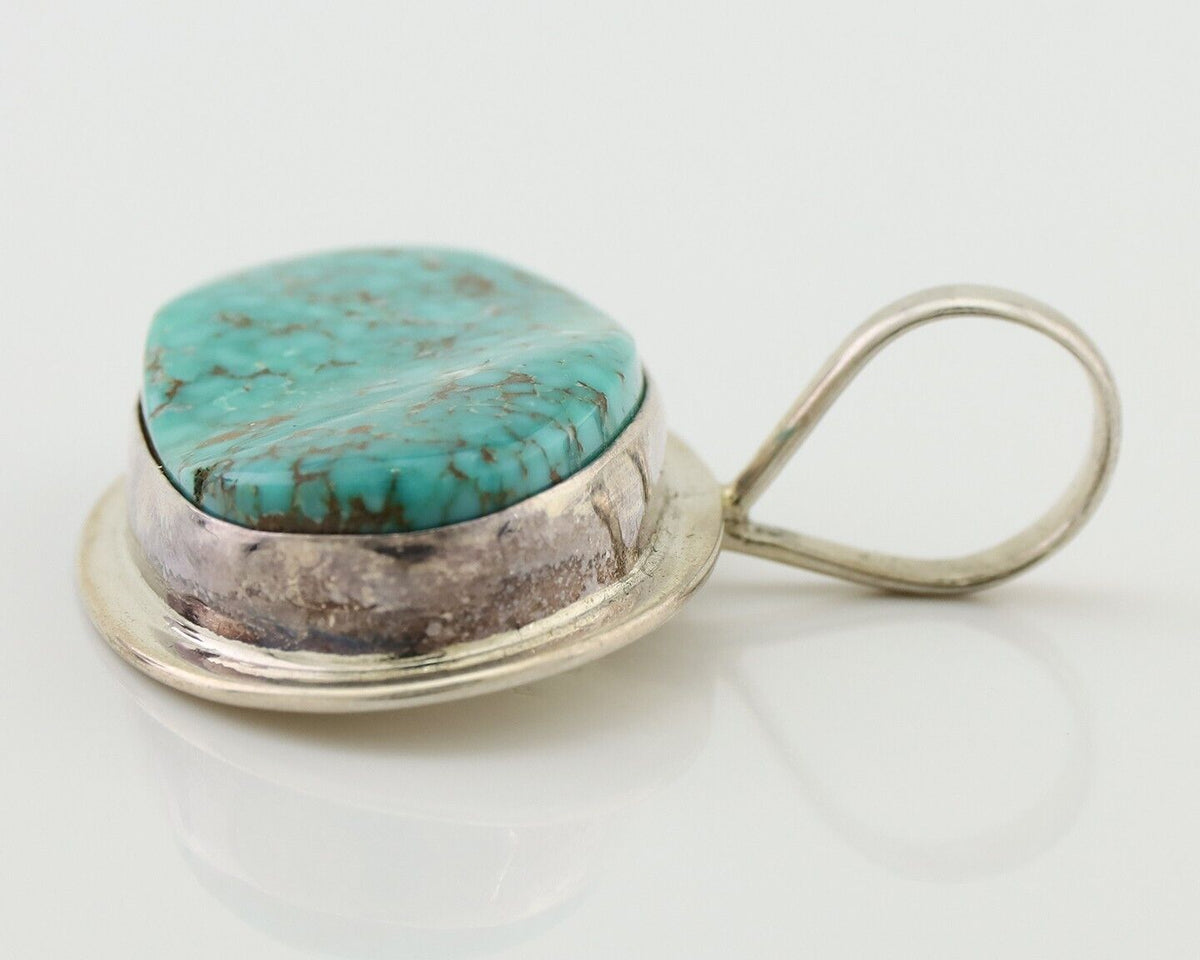 Navajo Mine 8 Turquoise Pendant 925 Silver Signed Doug Zachary C.80's