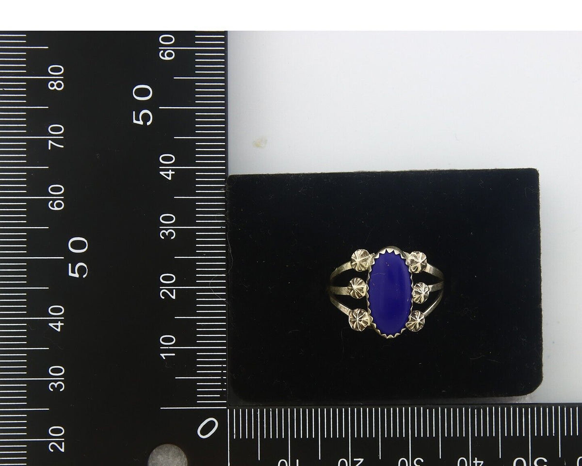 Navajo Ring 925 Sterling Natural Lapis Handmade Native Artist C.80's