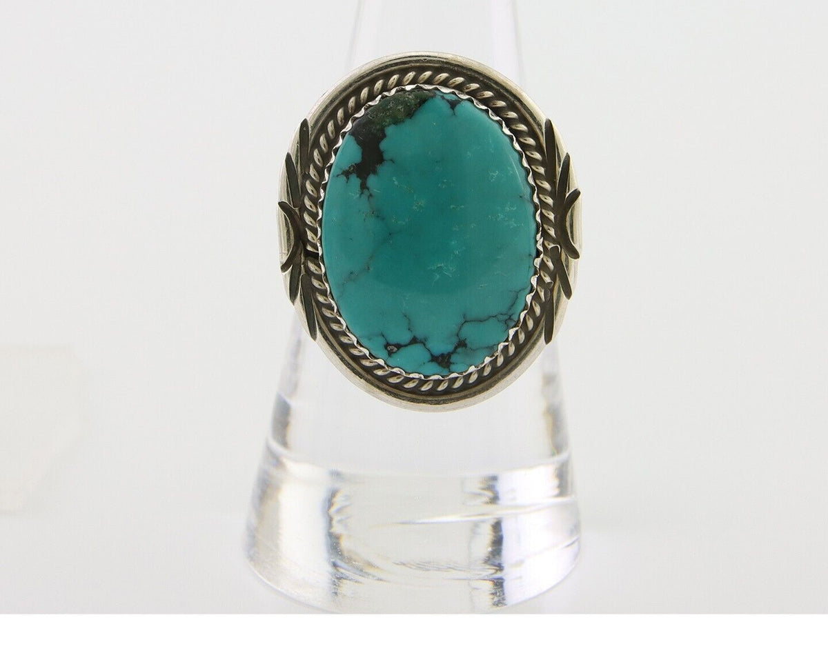 Navajo Ring 925 Silver Natural Spiderweb Turquoise Native Artist C.80's