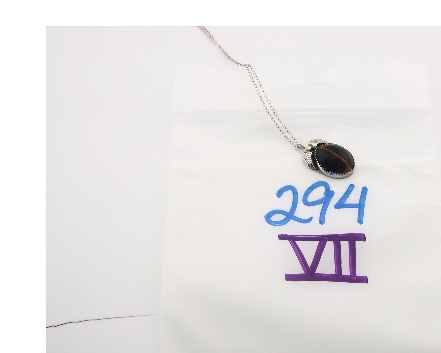 Navajo Sterling Silver Necklace Authentic Tiger Eye Sapphire Vintage Handmade