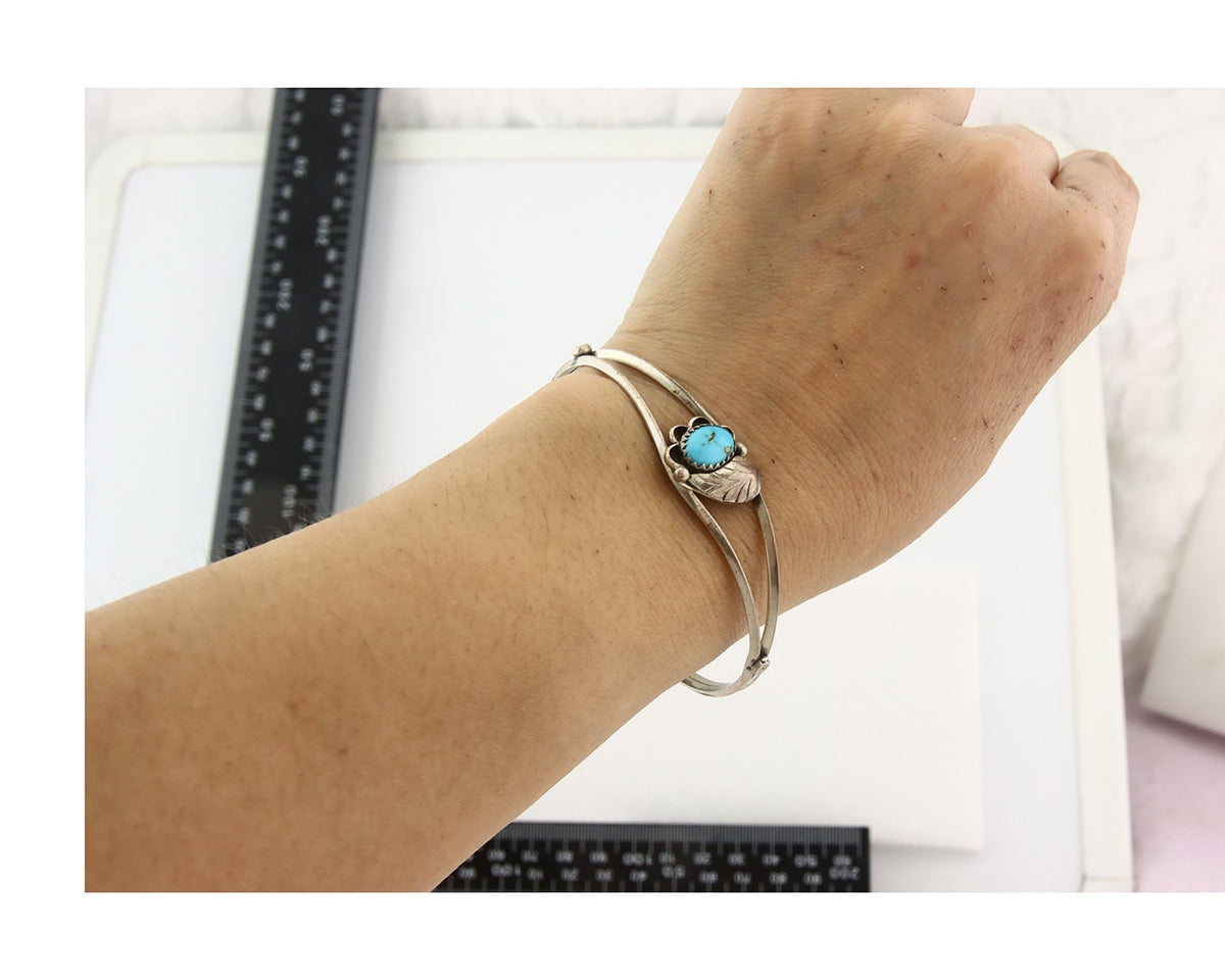 Vintage Navajo Bracelet 925 Silver Turquoise Tranditional Handmade Signed CY