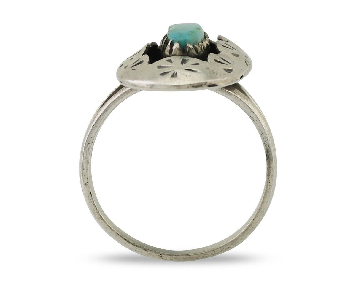 Navajo Ring 925 Silver Natural Blue Turquoise Native American Artist C.80's