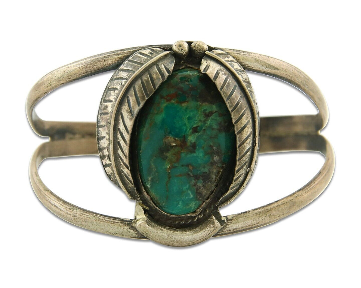 Vintage Navajo Bracelet 925 Silver Natural Blue Turquoise Native American Artist