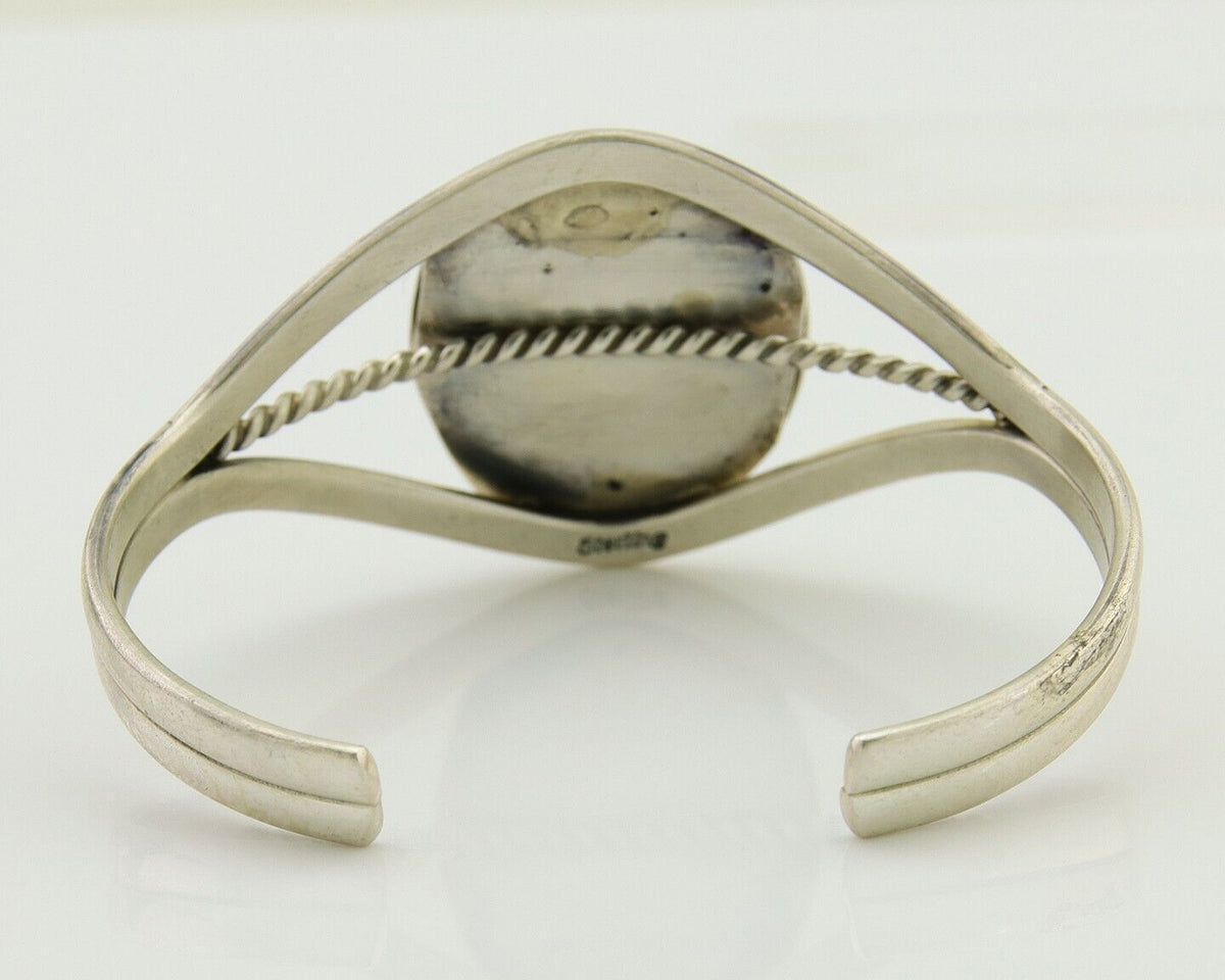 Navajo Cuff Bracelet Natural Malachite 925 Silver Native American Artist C.80s