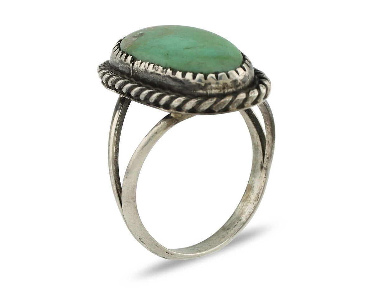 Navajo Ring 925 Silver Kingman Turquoise Native American Artist C.80's