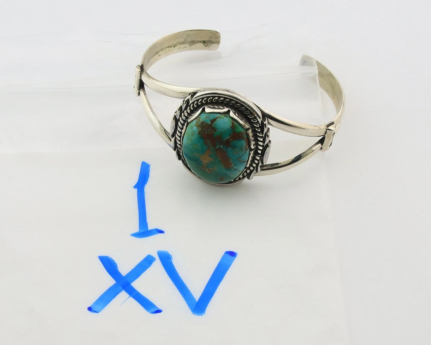Navajo Cuff Bracelet Sterling Silver Kingman Turquoise Vintage Signed Sunrise