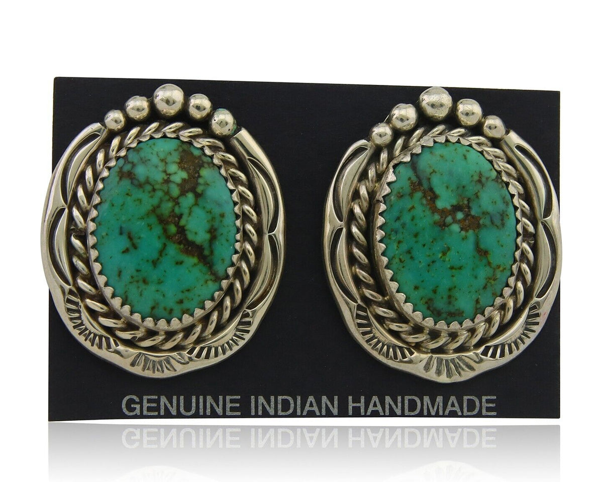Navajo Earrings 925 Silver Natural Turquoise Native Artist C.80's