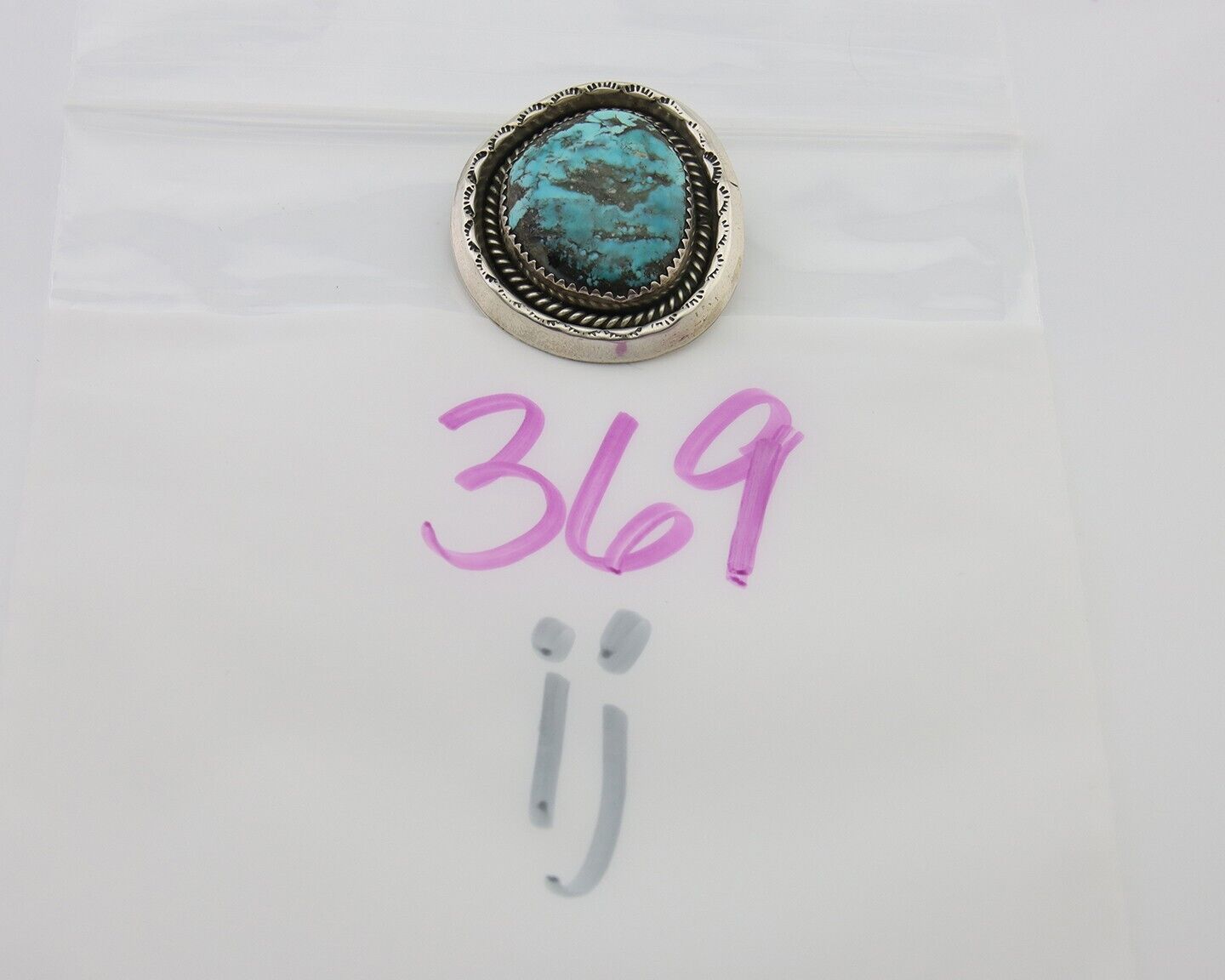 Navajo Pin 925 Silver Natural Blue Turquoise Artist Signed Hyson Craig C.80's