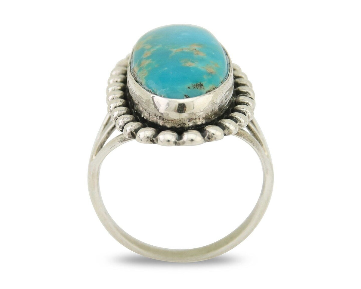 Navajo Shield Ring 925 Silver Arizona Turquoise Native Artist C.80's