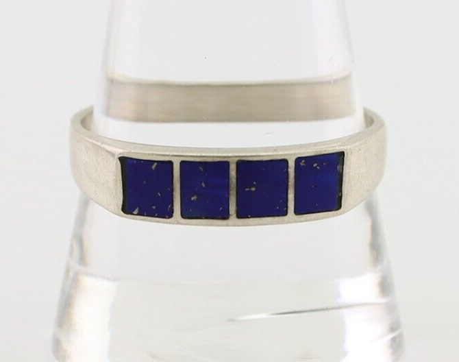 Navajo Handmade Ring 925 Silver Natural Lapis Lazuli Artist Signed SC C.80's