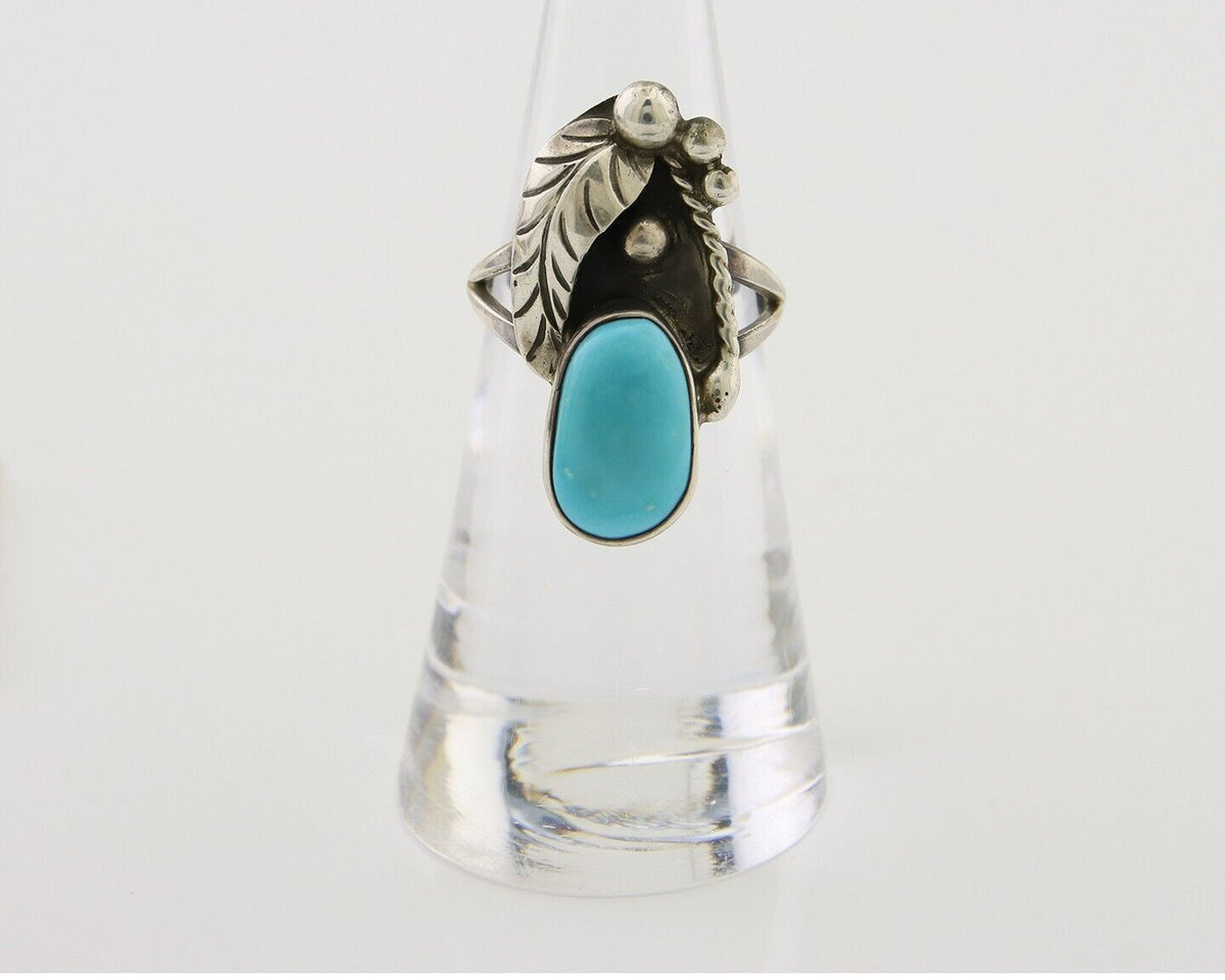 Navajo Handmade Ring 925 Silver Turquoise Signed LS C.80's