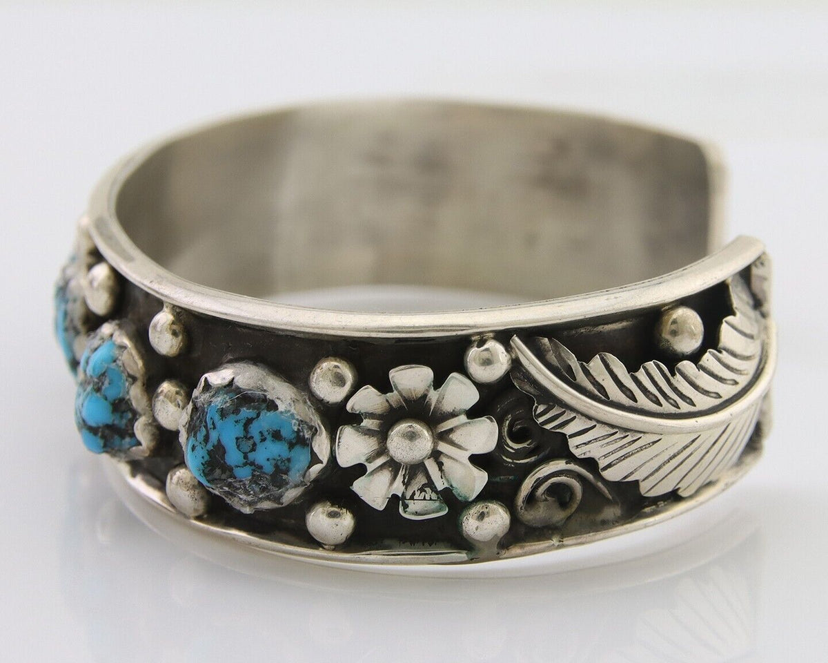 Navajo Bracelet 925 Silver Sleeping Beauty Turquoise Native American C.80's