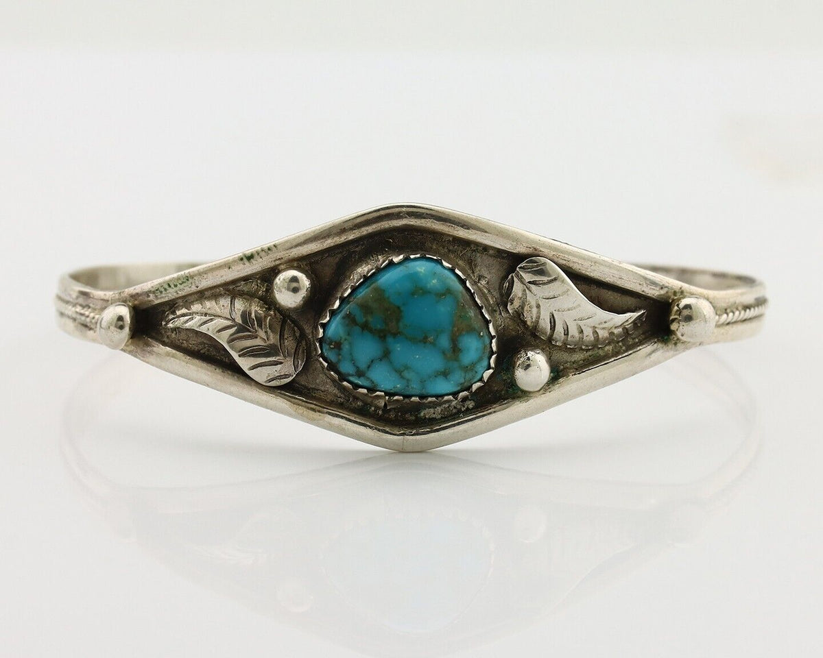 Navajo Bracelet 925 Silver Spiderweb Kingman Turquoise Native American C.80's