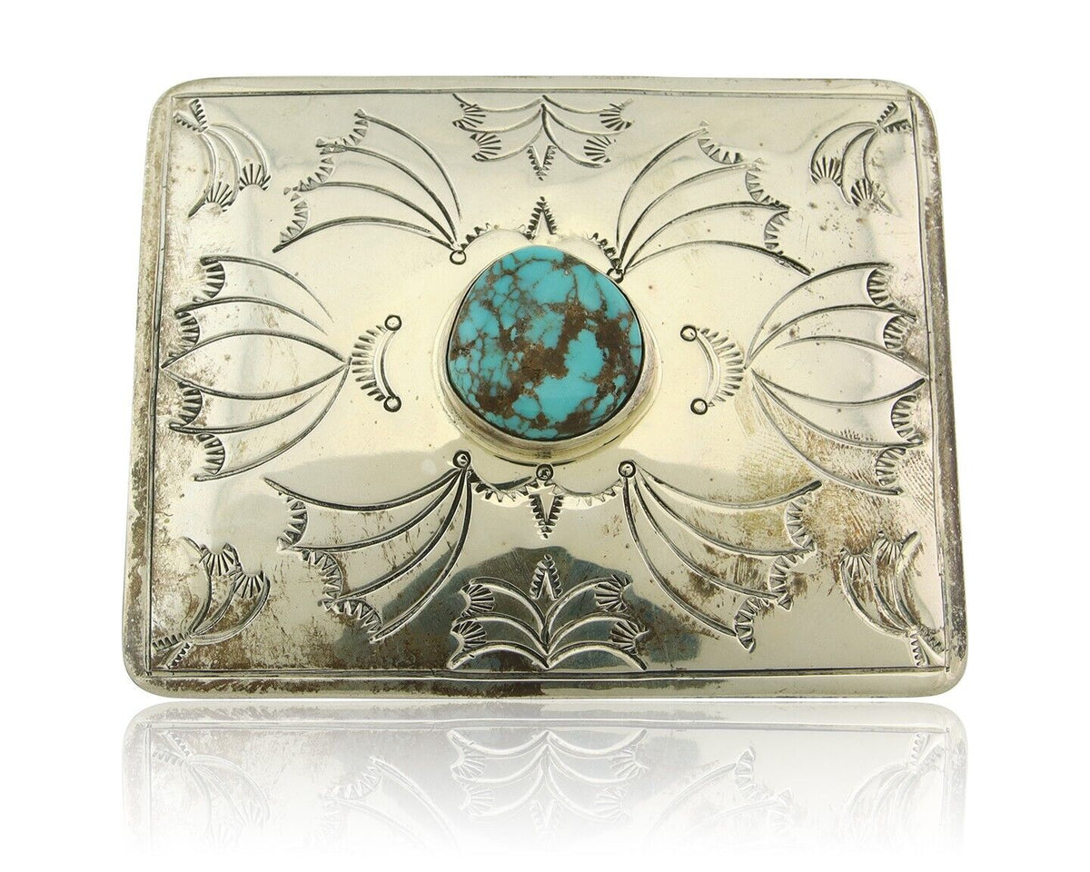 Vintage Navajo Belt Buckle 925 Silver Horse Head Turquoise Signed Tim Guerro