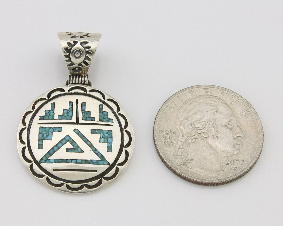 Navajo Necklace 925 Silver Natural Turquoise Artist Signed Stanley Bain C.80's