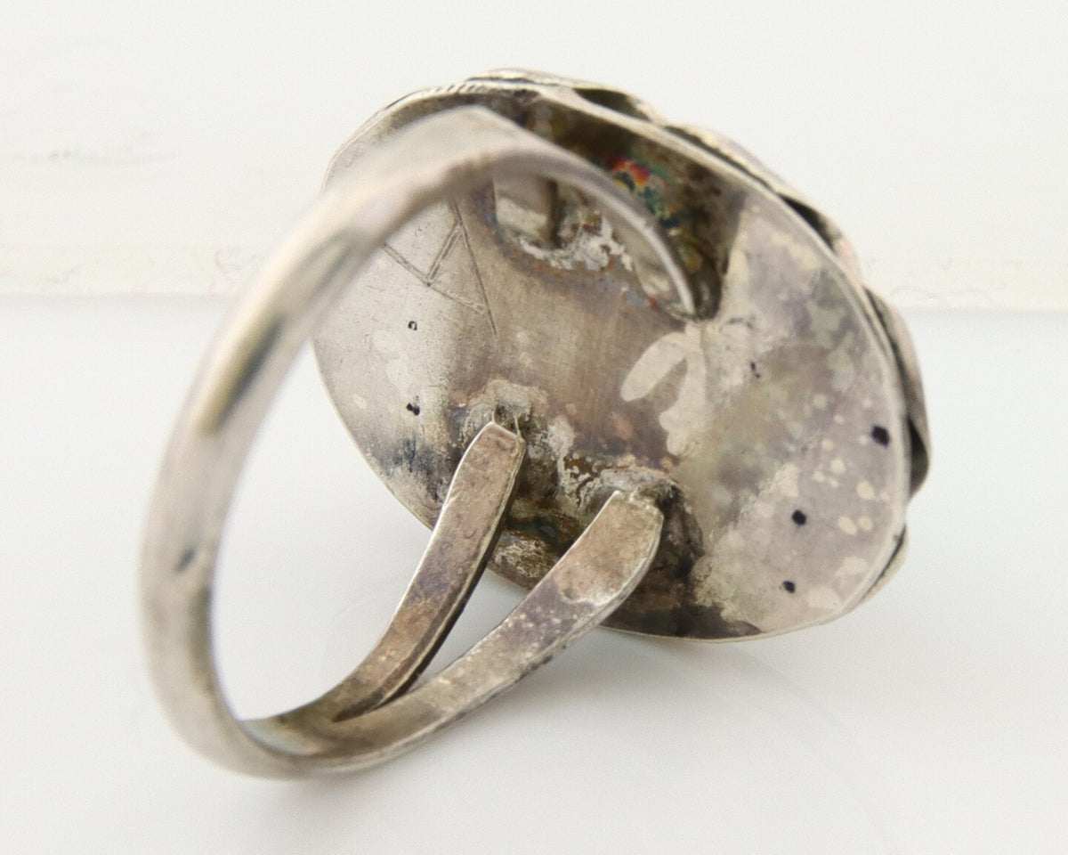 Navajo Ring 925 Sterling Natural Mined Arizona Turquoise C.80's Size 7.5
