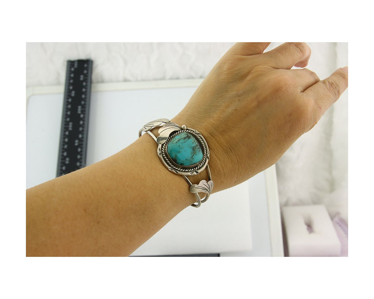 Vintage Navajo Bracelet 925 Silver Turquoise Handmade Authentic Signed AE