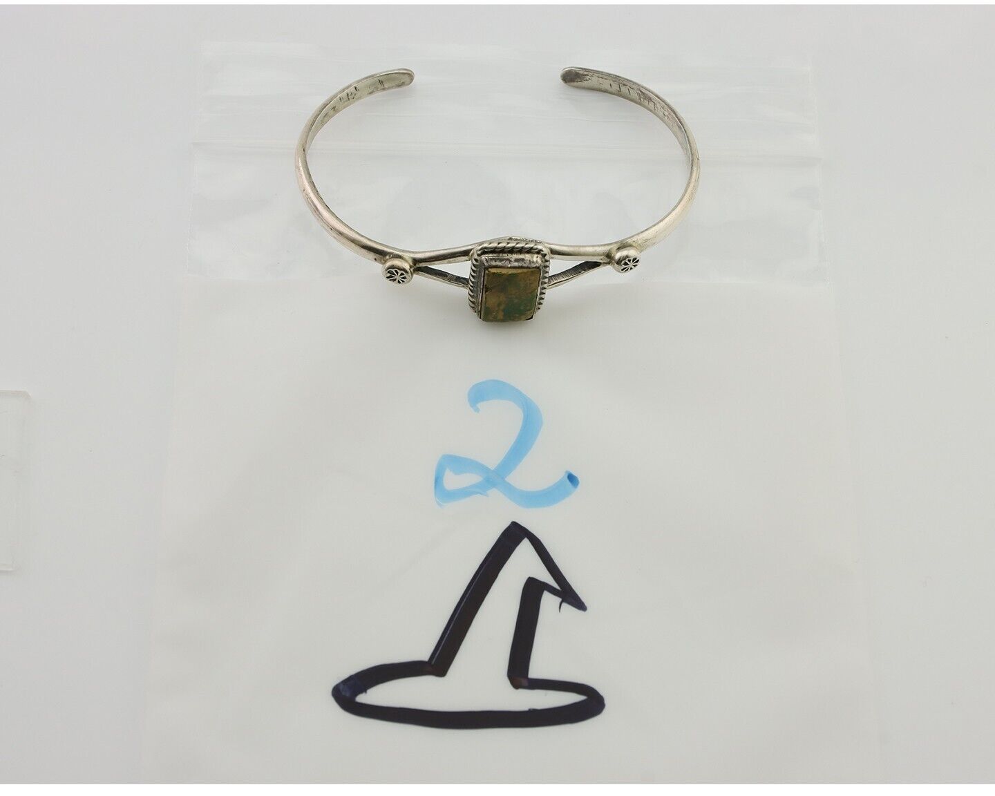 Navajo Handmade Bracelet 925 Silver Natural Green Turquoise Native American C80s