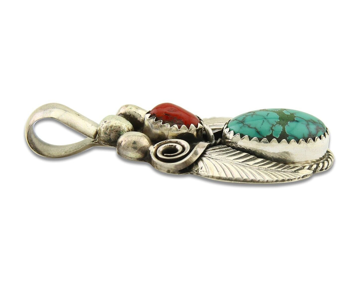Navajo Necklace 925 Silver Spiderweb Turquoise Artist Signed Justin Morris C80s