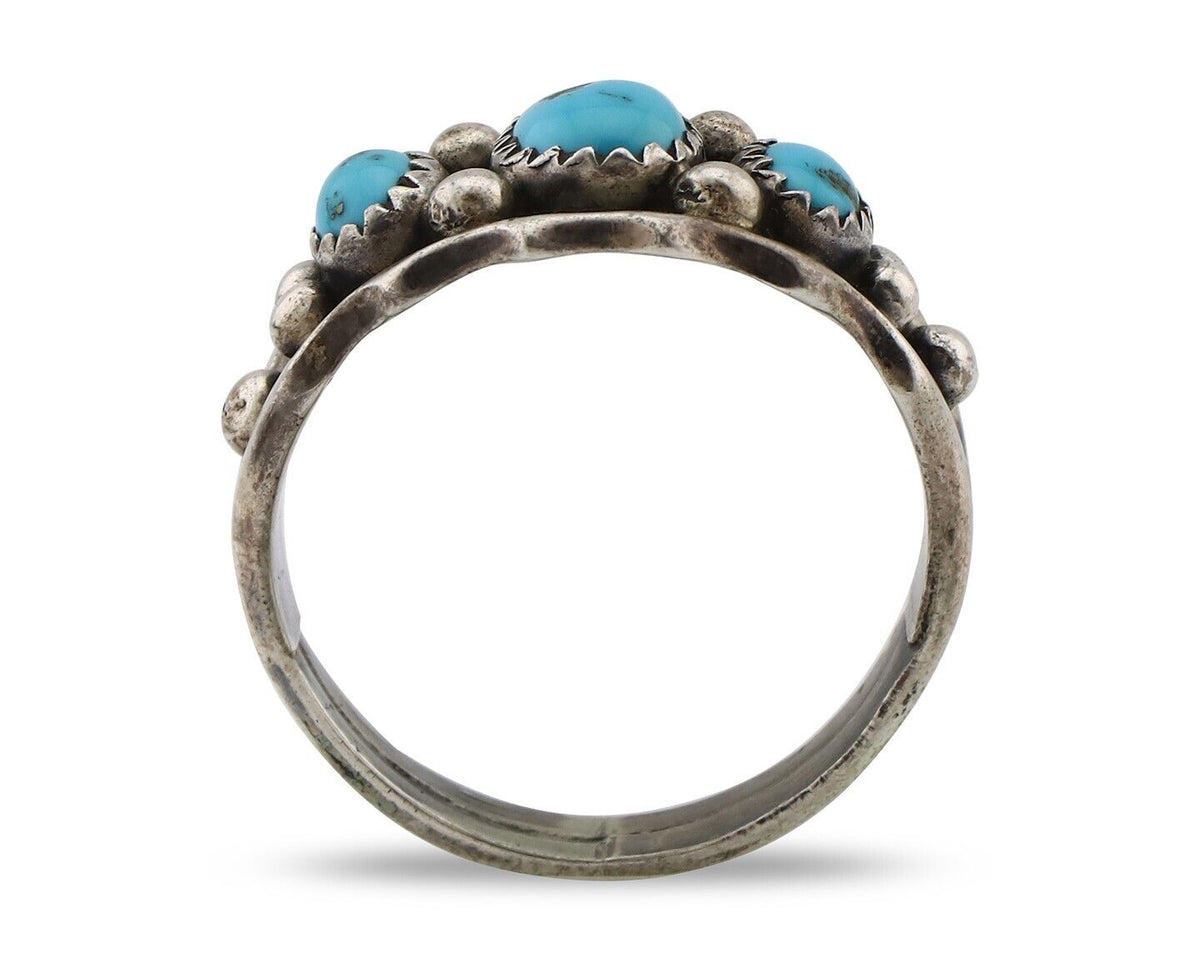 Navajo Ring 925 Silver Blue Turquoise Artist Signed SkyStone Creations C.80's