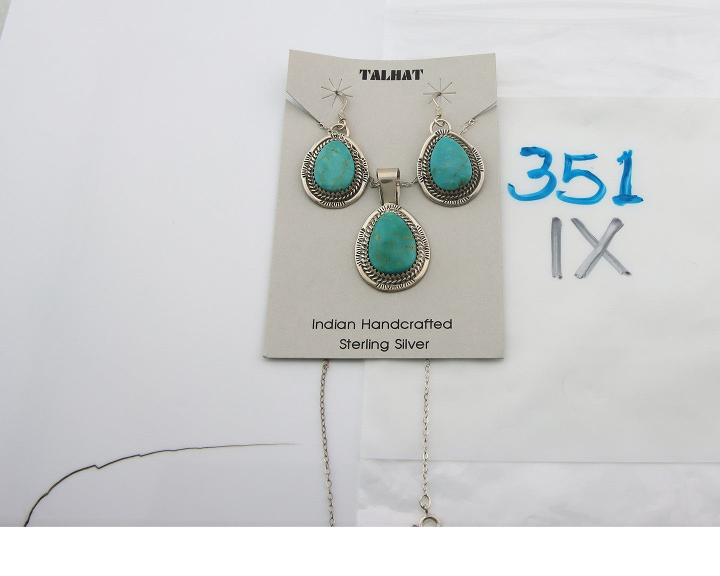 Navajo Necklace Earrings Set Sterling Silver Turquoise Vintage Signed Begay