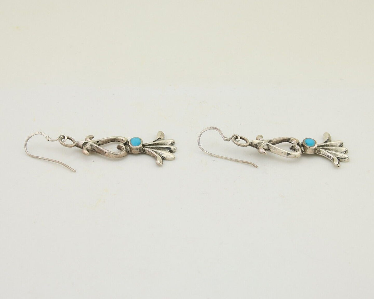 Navajo Dangle Earrings 925 Silver Blue Turquoise Native American Artist C.80's