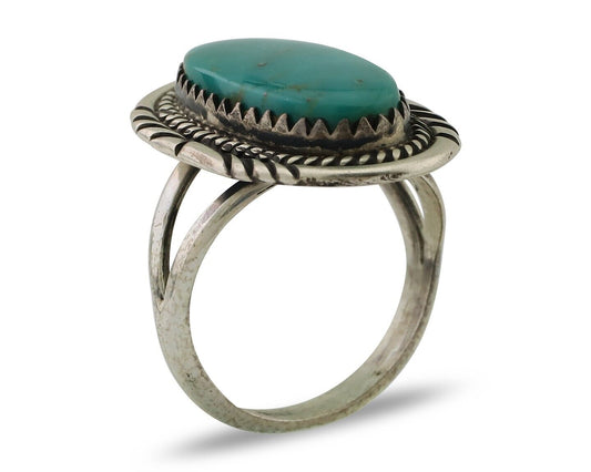 Navajo Ring 925 Silver Natural Turquoise Native American Artist C.80's