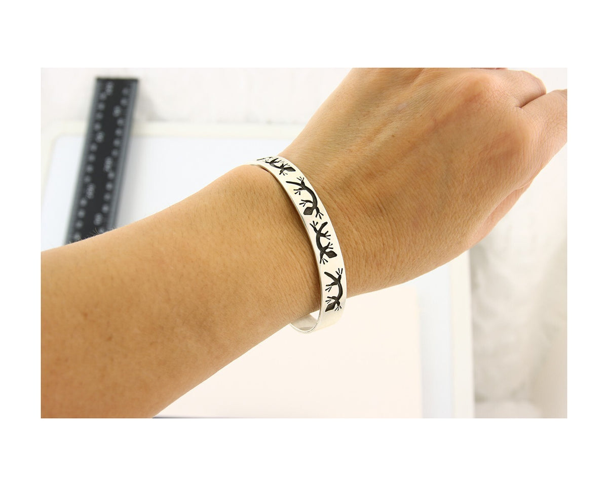 Hopi Bracelet 925 Silver Handmade Artist Signed Half Sun C.80's